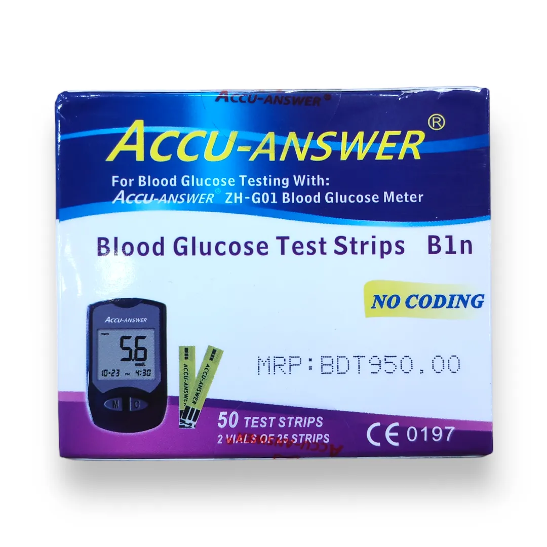 Digital Accu Answer Blood Glucose Test Strips Box Off